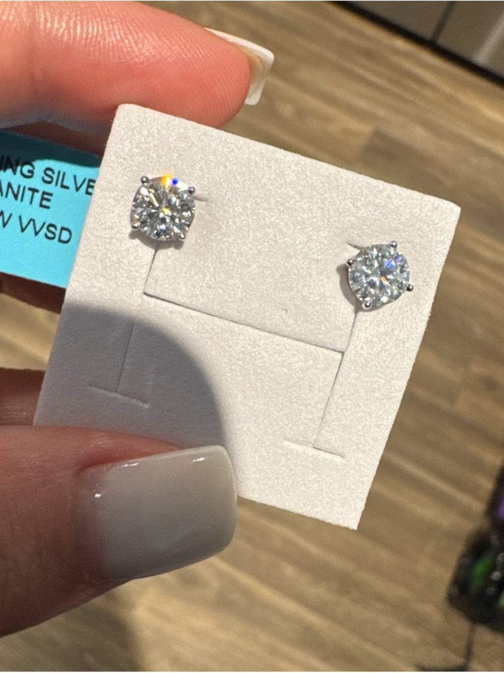 S925 Moissanite Diamond Stud Earrings - Silver